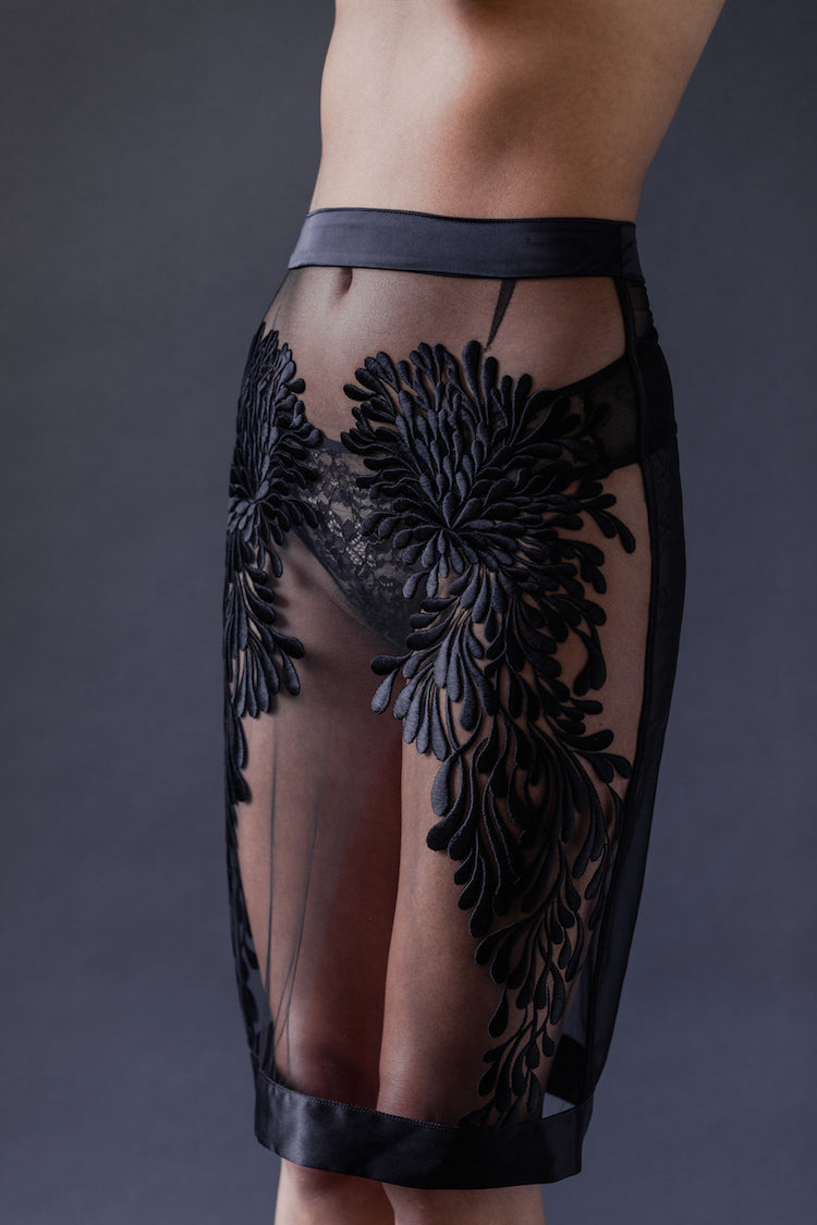 Gabriella Sheer Skirt - Black lingerie by Tatu Couture at Anya Lust Luxury Lingerie