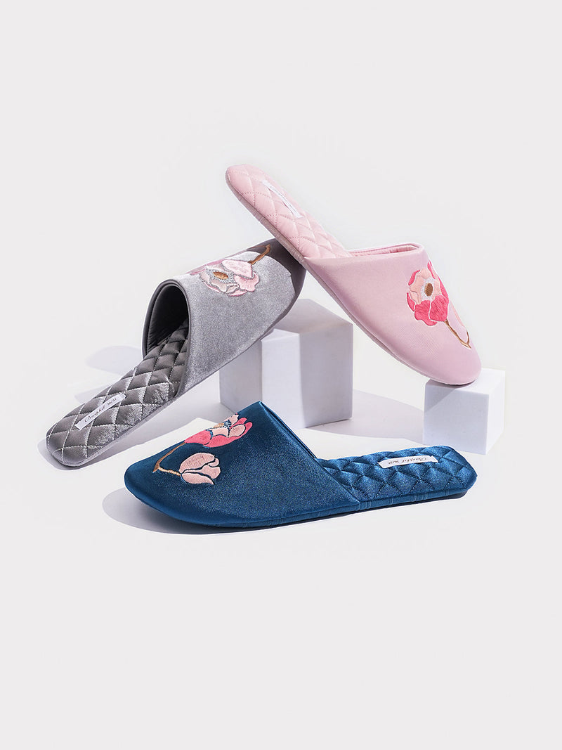 Soft Sole Floral Motif Slippers