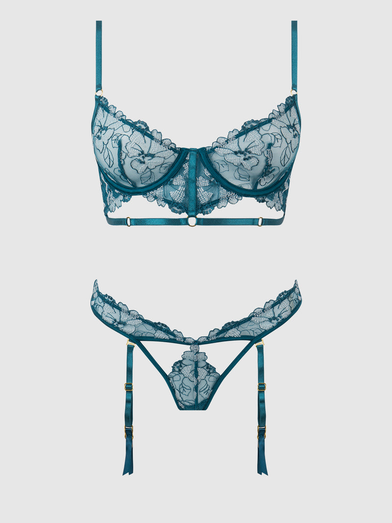 Nova Lace Lingerie Set - Blue