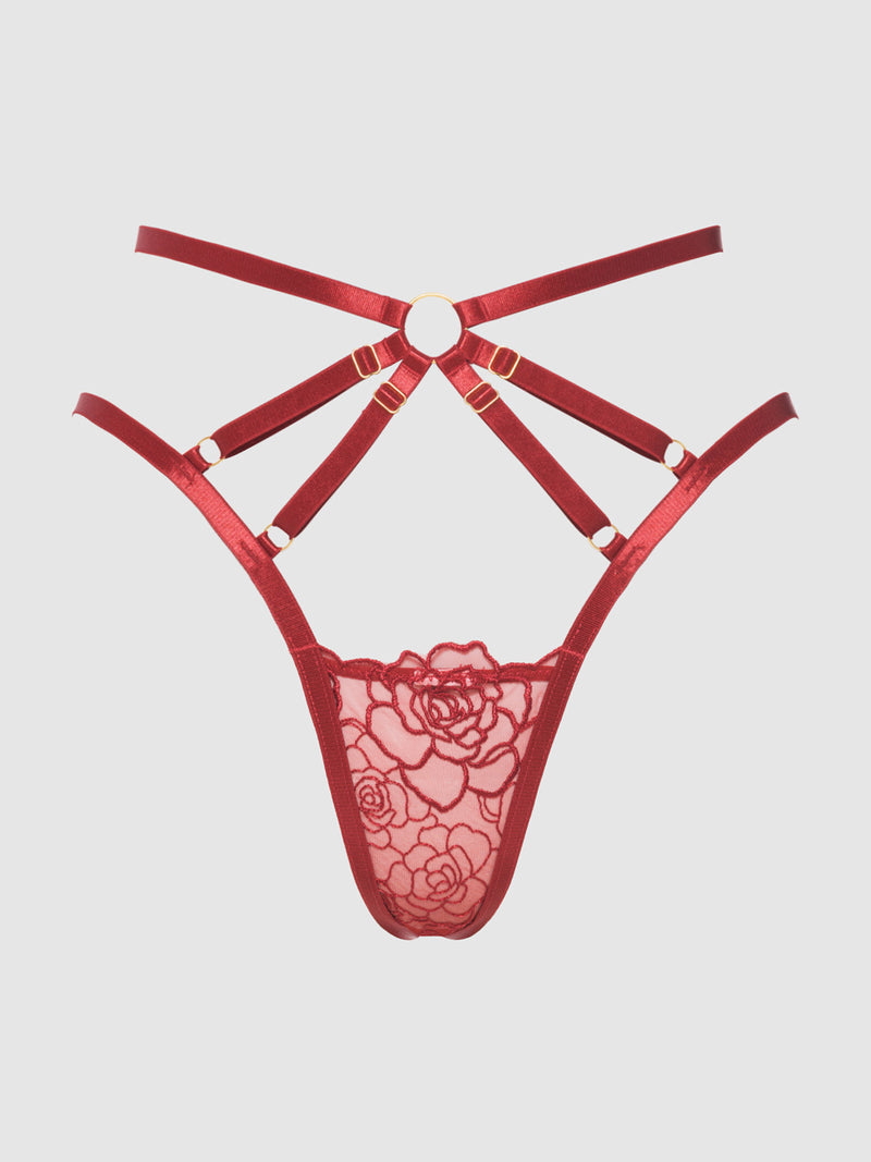 Rosalie Embroidered Lace Strappy Tanga