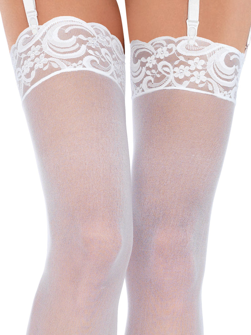 Alix Sheer Thigh High Stockings | Anya Lust Luxury Lingerie | Bridal Sheer Thigh High Stockings with Lace Trim