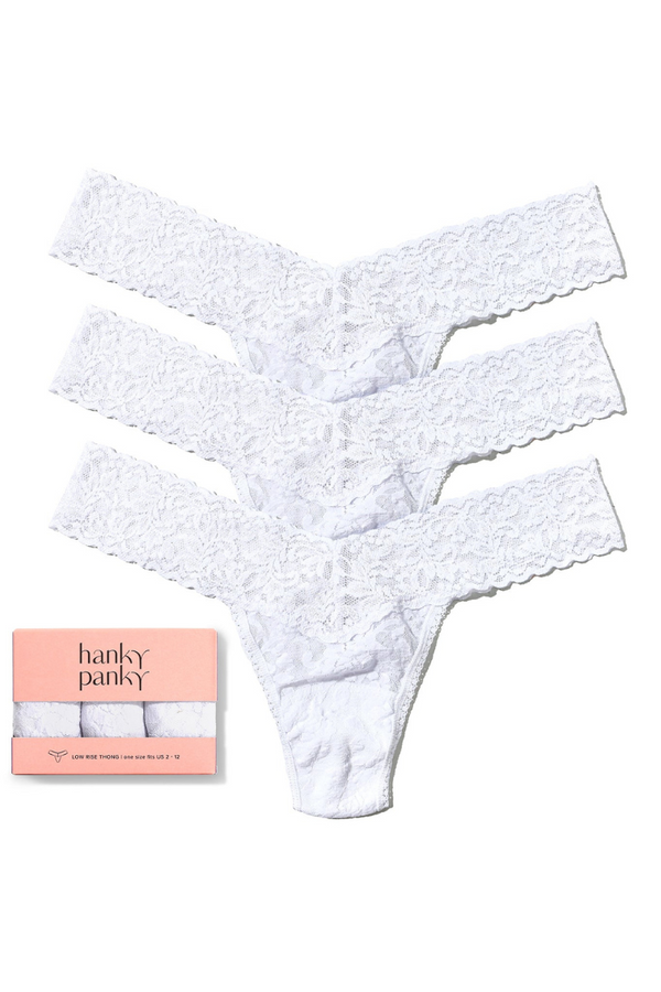Ballerina 3-Pack Low Rise Lace Thong in White | Anya Lust Lingerie Underwear for Women | Floral stretch lace thong underwear in black – set of 3