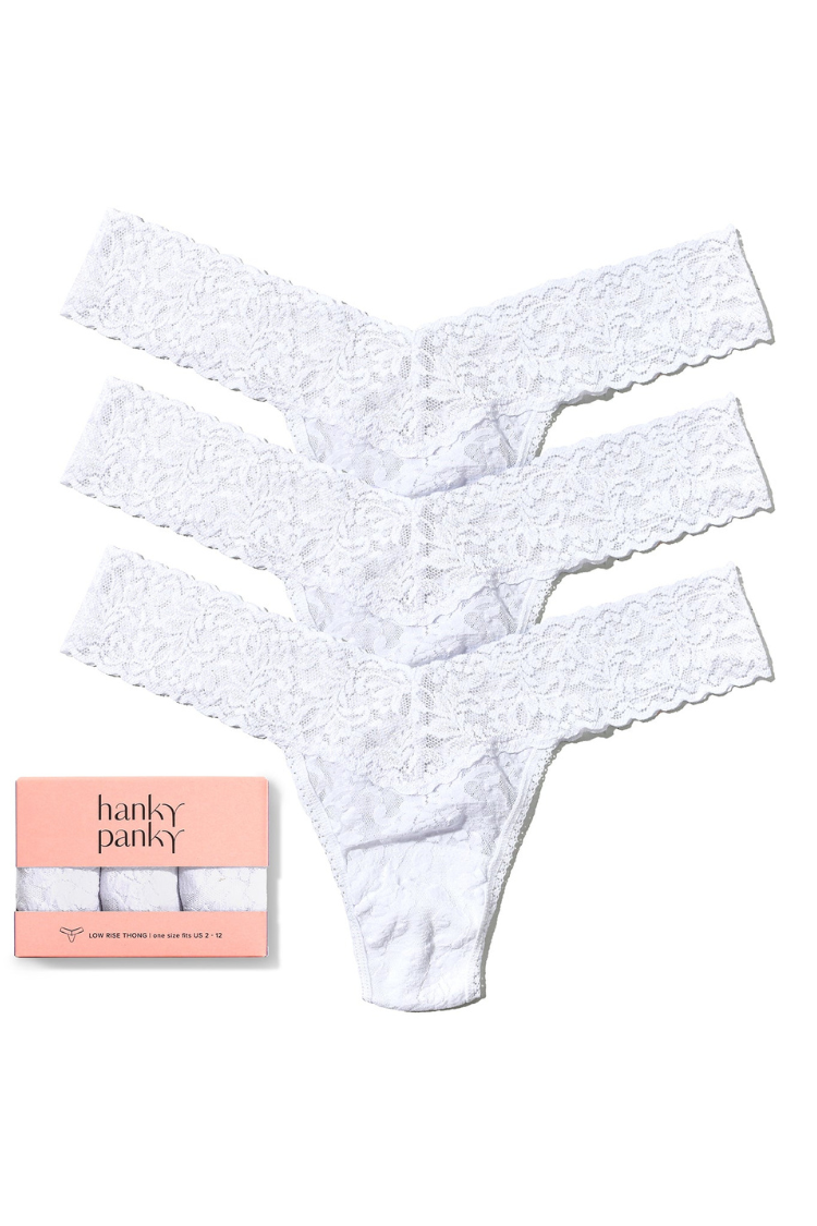 Ballerina 3-Pack Low Rise Lace Thong in White | Anya Lust Lingerie Underwear for Women | Floral stretch lace thong underwear in black – set of 3
