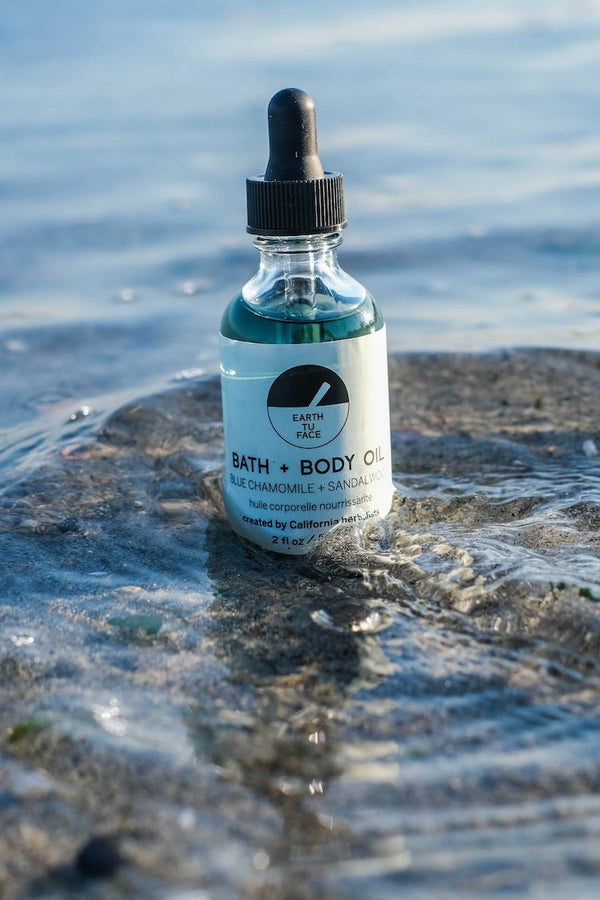 Bath and Body Oil | Anya Lust Women's Wellness | Luxurious oil for bath and body made with blue chamomile and Australian sandalwood