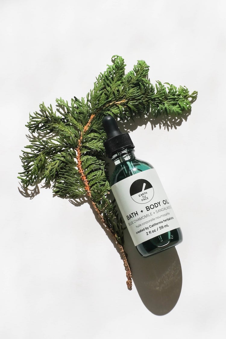 Bath and Body Oil | Anya Lust Women's Wellness | Luxurious oil for bath and body made with blue chamomile and Australian sandalwood for Skin Glow