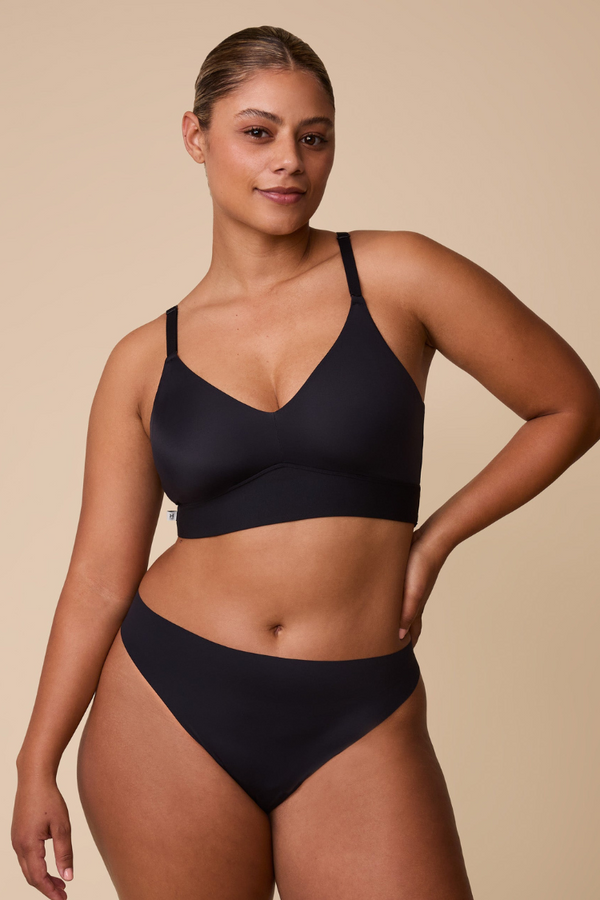Bliss Bralette in Black | Anya Lust Luxury Black Lingerie for Women | Black Bralette with silky-soft microfiber fabric and deep V neckline
