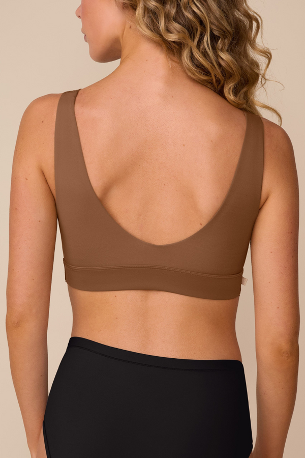 Bliss Bralette in Brown | Anya Lust Luxury Lingerie for Women | Soft brown wireless bra with wide underband and molded cups
