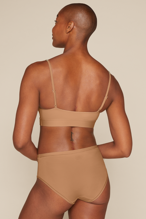 Bliss Scoop Bralette in Tan | Anya Lust Luxury Bralette for Women | Ultra-soft microfiber bralette for lounging and light support