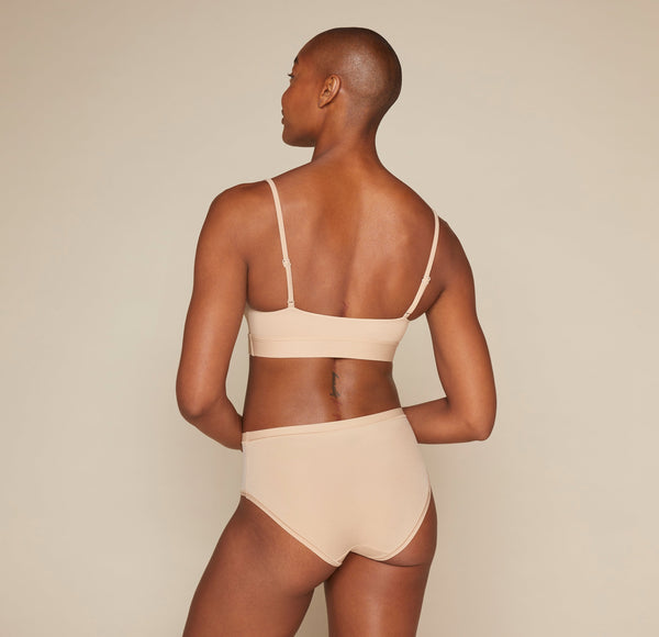Bliss Scoop Bralette in Beige | Anya Lust Luxury Lingerie | Seamless Beige Wireless Bralette for Everyday Wear