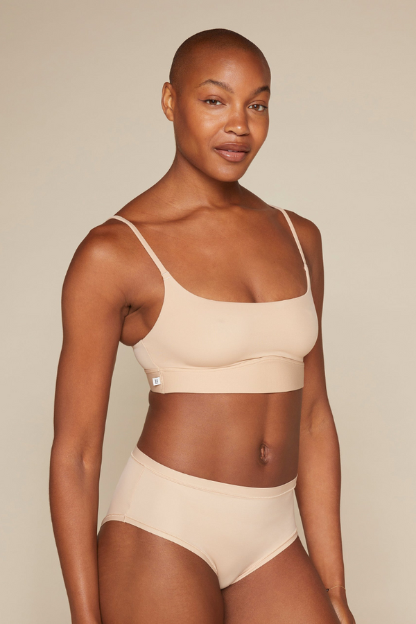 Bliss Scoop Bralette in Beige | Anya Lust Luxury Lingerie | Wireless Beige Scoop Bralette for Full Bust Support and Comfort