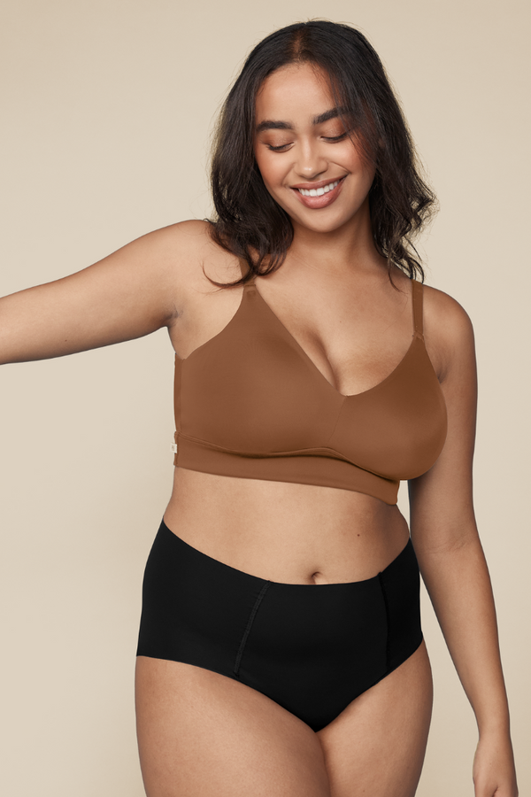 Bliss Triangular Bralette in Brown | Anya Lust Luxury Lingerie | Seamless Brown Wireless Bralette for Everyday Use