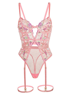 Bloom Embroidered Bodysuit | Anya Lust Luxury Lingerie | Lingerie Bodysuit With Underwire Bra Cup And Front Cutout