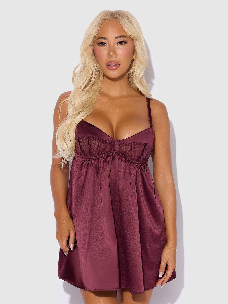 Brigeta Satin Babydoll | Anya Lust Luxury Lingerie | Romantic Satin Babydoll Nightwear for special Nights