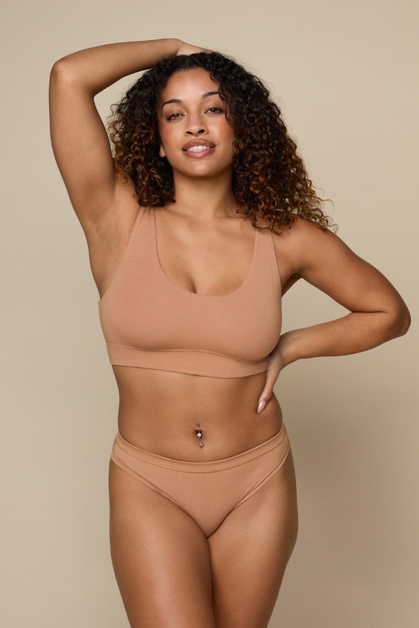 Cloud Scoop Bralette in Dune | Anya Lust Luxury Lingerie | Comfortable Nude Scoop Bralette with Wide Underband 