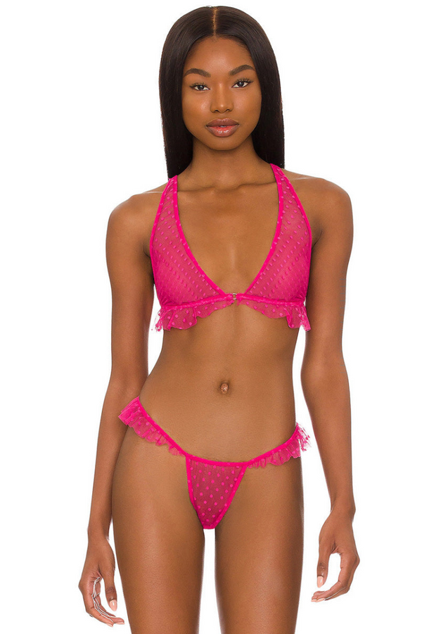 Coucou Lola Ruffle Thong | Anya Lust Luxury Lingerie | Luxury Sheer Ruffle Thong For Women 