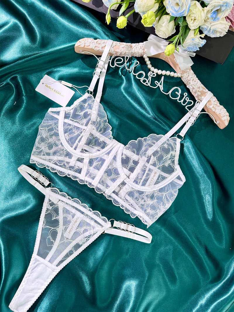 Amor Blanche Embroidery Lingerie Set