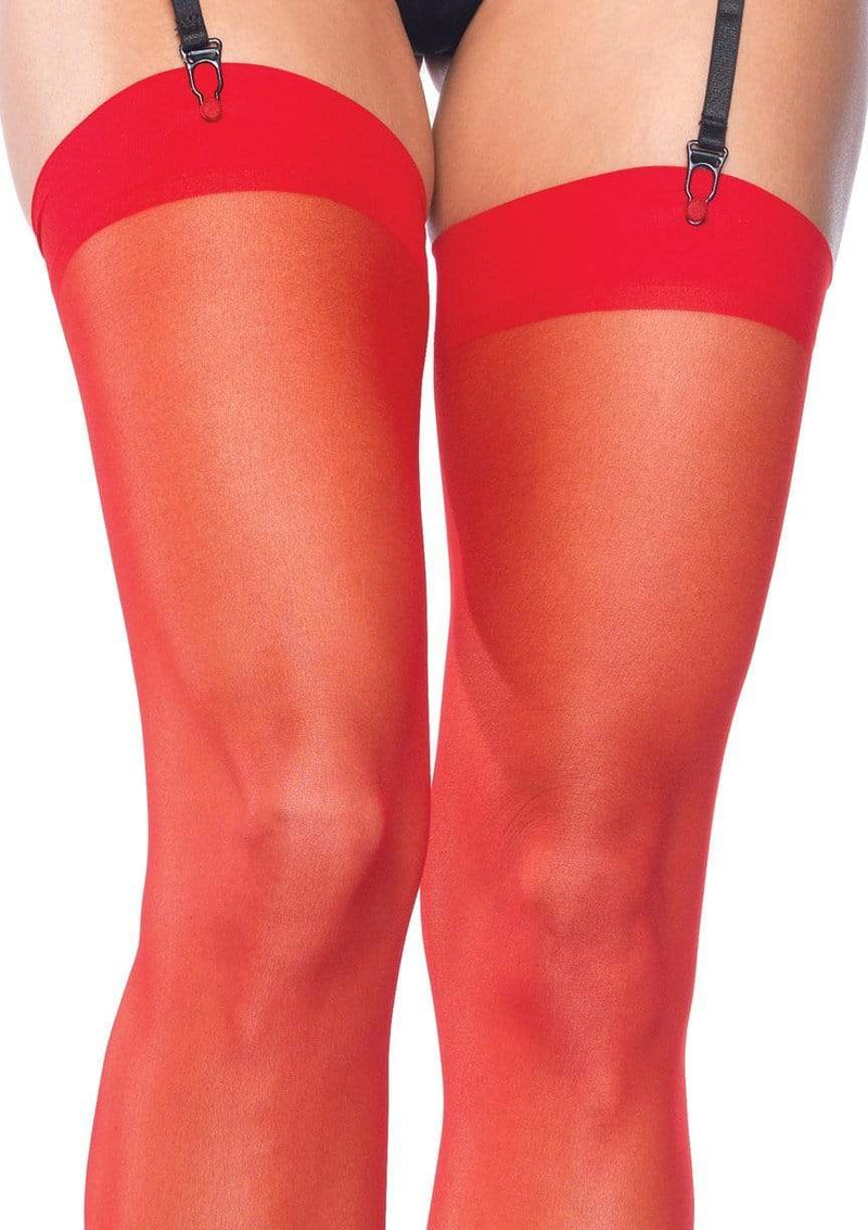 Dex Sheer Stockings | Anya Lust Luxury Lingerie | Hot Red Ultra Soft Stockings for women