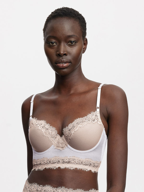 Entice Longline Bra | Anya Lust Luxury Lingerie | Bridal Gold-Toned Floral Lace Longline Bra for Wedding Night