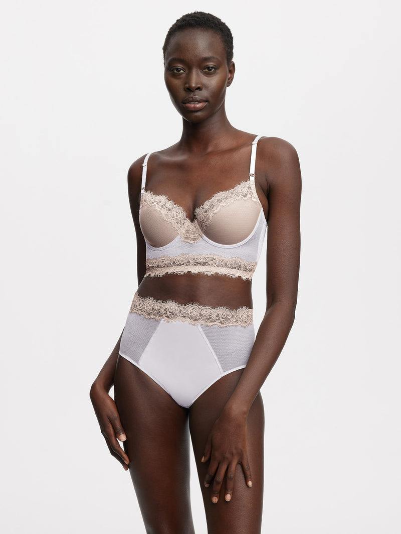 Entice Longline Bra | Anya Lust Luxury Lingerie | Sexy Bridal Gold-Toned Floral Lace Longline Bra with matching high waisted Panty for Honeymoon