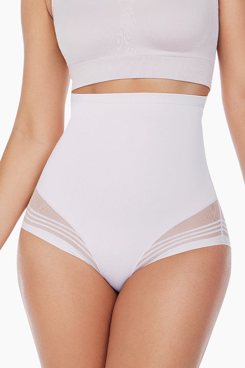 Flawless High Waist Briefs | Anya Lust Luxury Shapewear | White Silicone Waistband Anti Rolling Shapewear Briefs