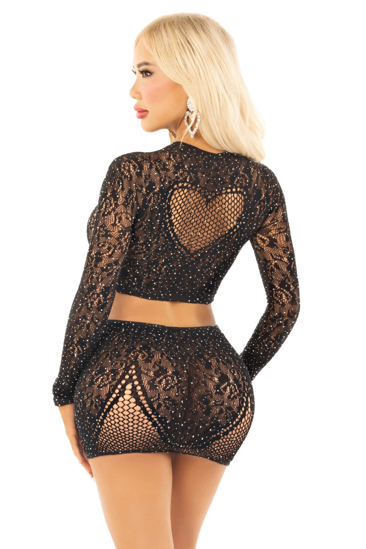 Gemma Lace Crop Top And Skirt Set | Anya Lust Luxury Lingerie | Luxury Lace Lingerie Set For Women