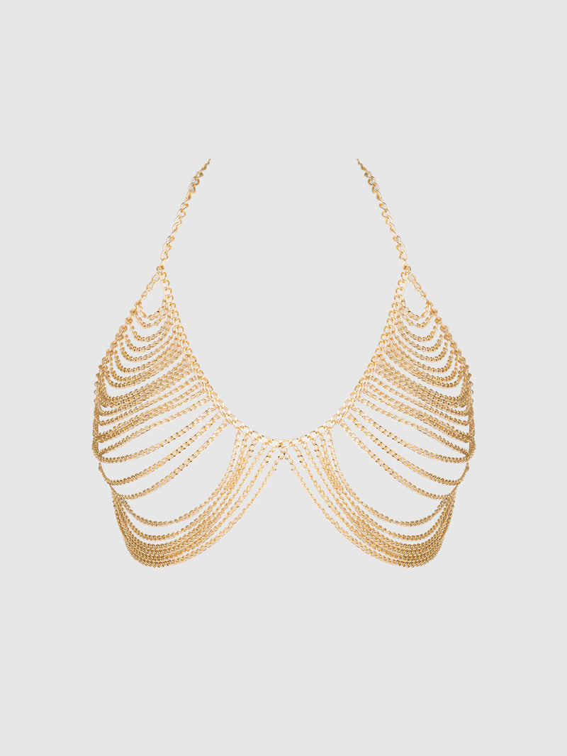 Jewel Gold Chain Draped Bralette