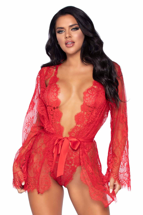 Rosa Lace Robe & Teddy Set