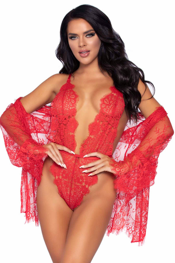 Rosa Lace Robe & Teddy Set