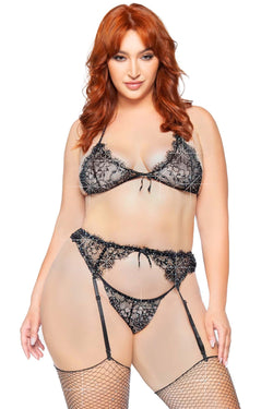 Gemma Lace Rhinestone Plus Size Lingerie Set