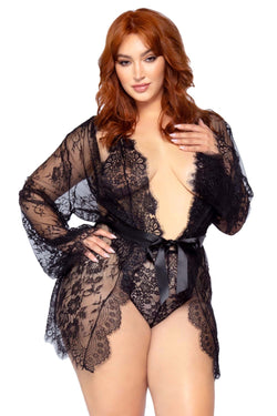 Rosa Lace Plus Size Robe & Teddy Set