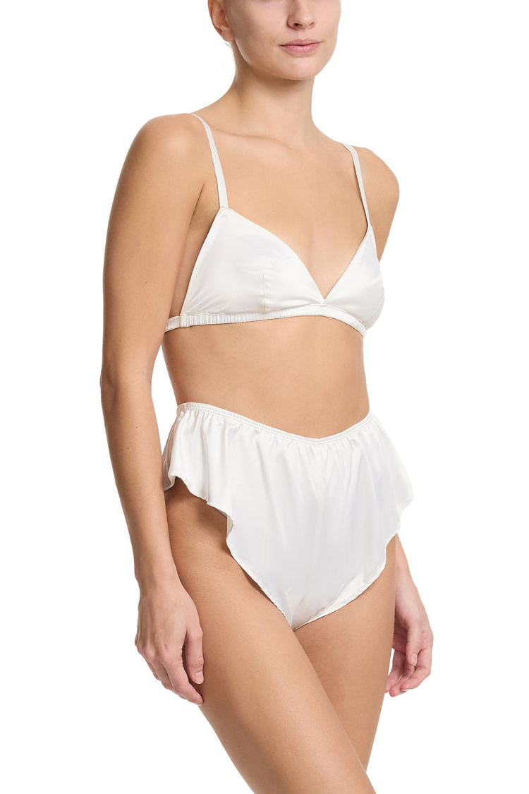 Jasmine Satin Pajama Shorts In Ivory | Anya Lust Luxury Bridal Lingerie | Bridal Satin Sleepwear For Women