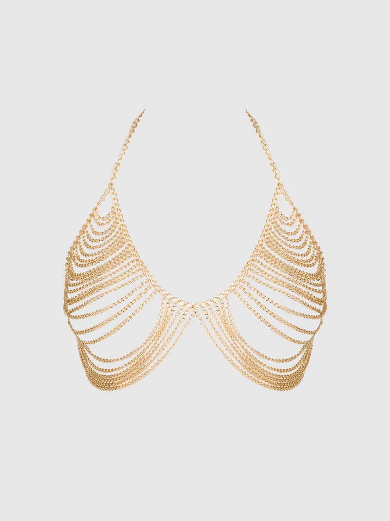Jewel Gold Chain Draped Bralette | Anya Lust Luxury Lingerie | Minimal Coverage Gold Chain Lingerie Top