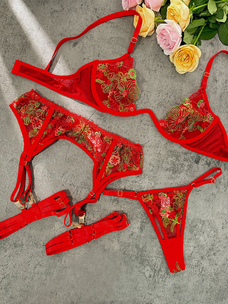 Esme Floral Mesh Lingerie Set