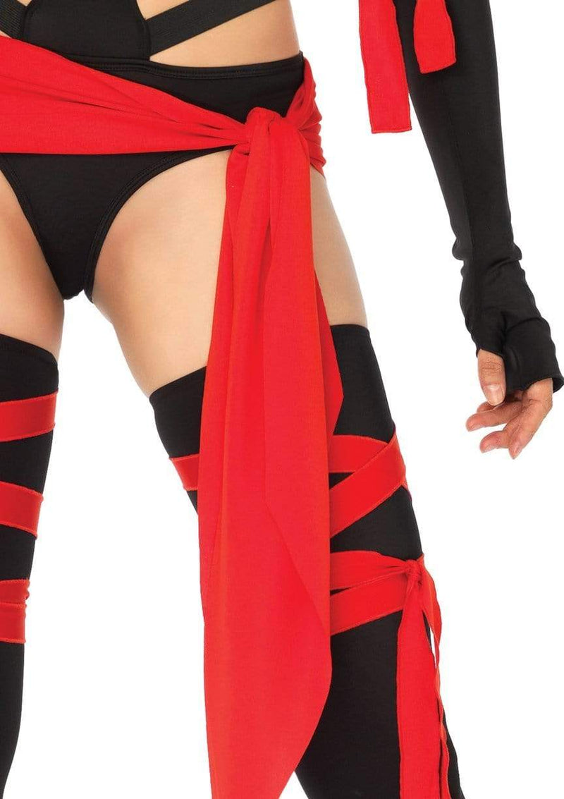 Killer Ninja Costume | Anya Lust Lingerie | Sexy Ninja costume bodysuit with Leg wraps and waist sash for women
