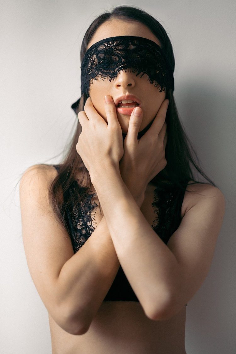Malia Black Lace Blindfold | Anya Lust Lingerie | Seductive black lace blindfold for special nights