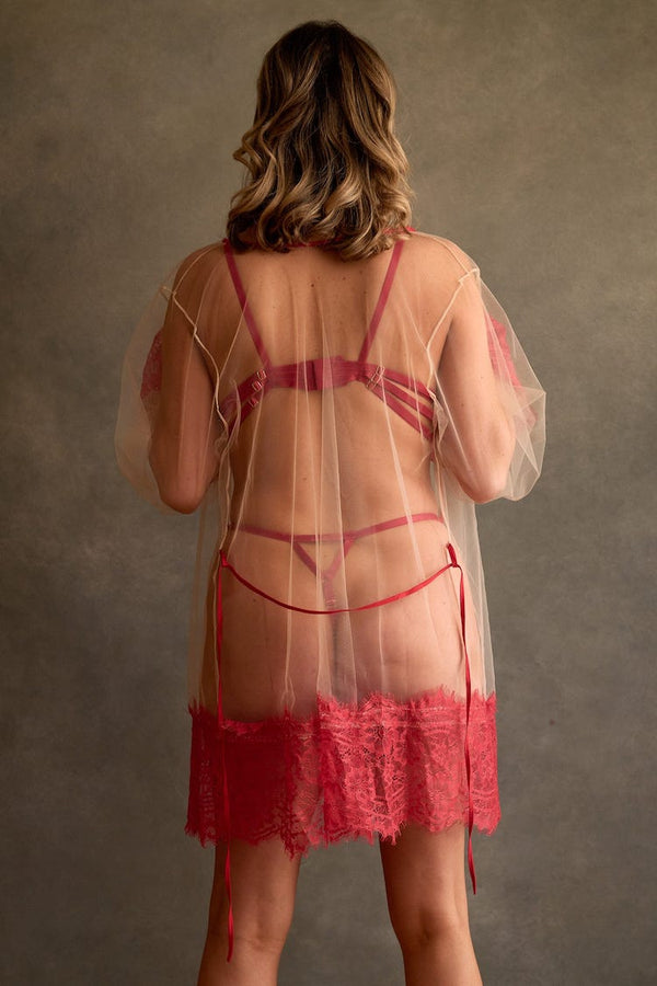 Malia Lace Lingerie Set with Sheer Lace Robe | Anya Lust Lingerie | Luxury Lingerie Set | Robe Lingerie Set