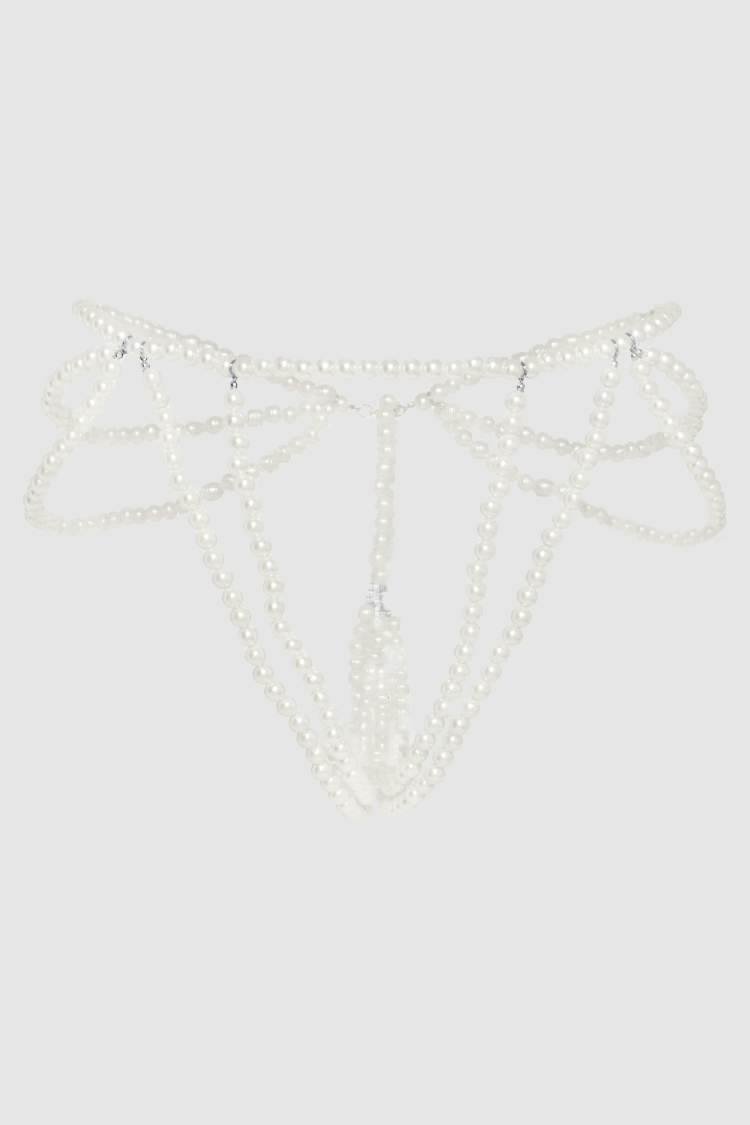 Pearl Draped Panty Jewelry | Anya Lust Luxury Lingerie Jewelry | Pearl Draped Panty Jewelry with Layered Hip Strands.