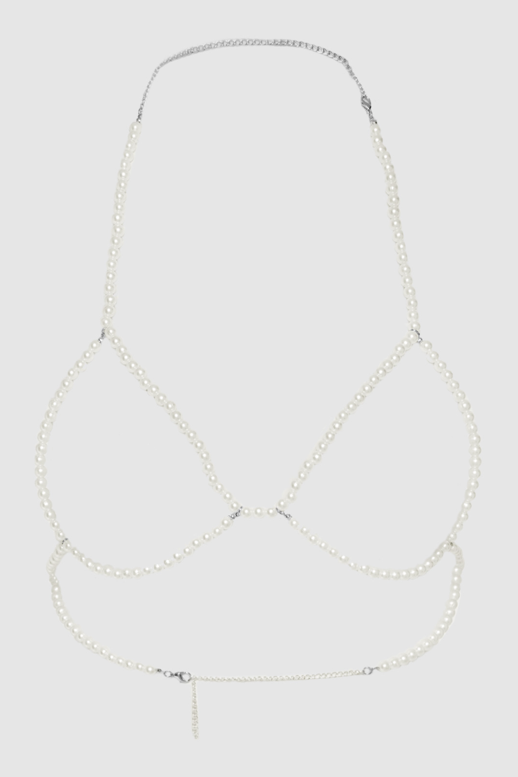 Pearl Triangle Bra Jewelry | Anya Lust Luxury Lingerie Jewelry | Lingerie jewelry bra made with pearls and metallic accents