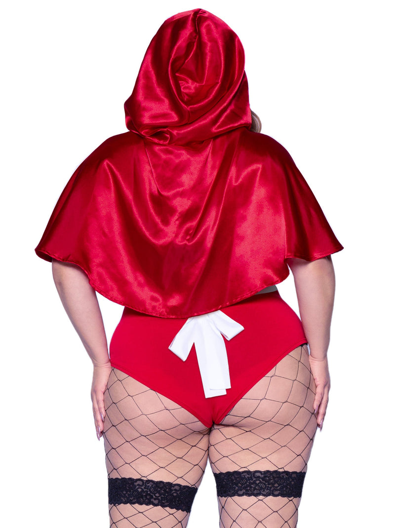 Plus Naughty Miss Red Riding Hood Costume | Anya Lust Luxury Lingerie |  Seductive Red Miss Ridding Hood with back satin Bow Tie