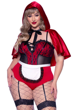 Plus Naughty Miss Red Riding Hood Costume | Anya Lust Luxury Lingerie |  Sexy plus size sheer Naughty Miss Red Riding Hood Costume 
