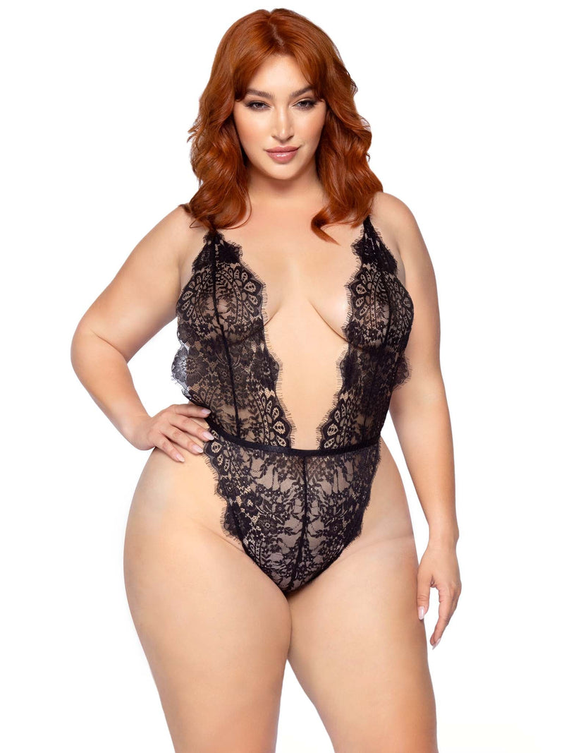 Rosa Lace Plus Size Robe and Teddy Set | Anya Lust Luxury Lingerie | Luxury Plus Size Lace Lingerie Set For Date Night In 