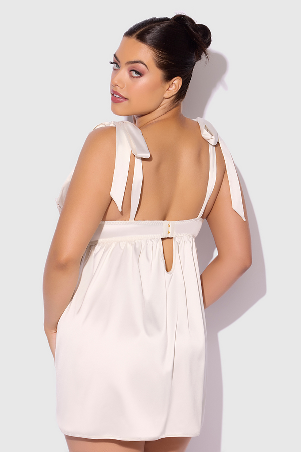 Rosalie Satin and Lace Plus size Babydoll Set | Anya Lust Luxury Lingerie | Plus Size Satin Bridal Lingerie Set