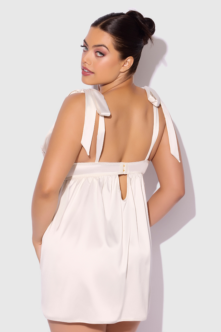 Rosalie Satin and Lace Plus size Babydoll Set | Anya Lust Luxury Lingerie | Plus Size Satin Bridal Lingerie Set