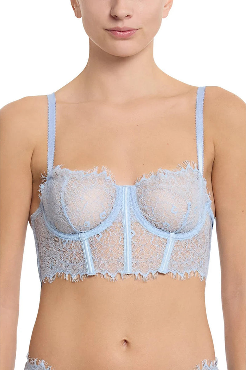 Trina Sheer Lace Bustier in Blue