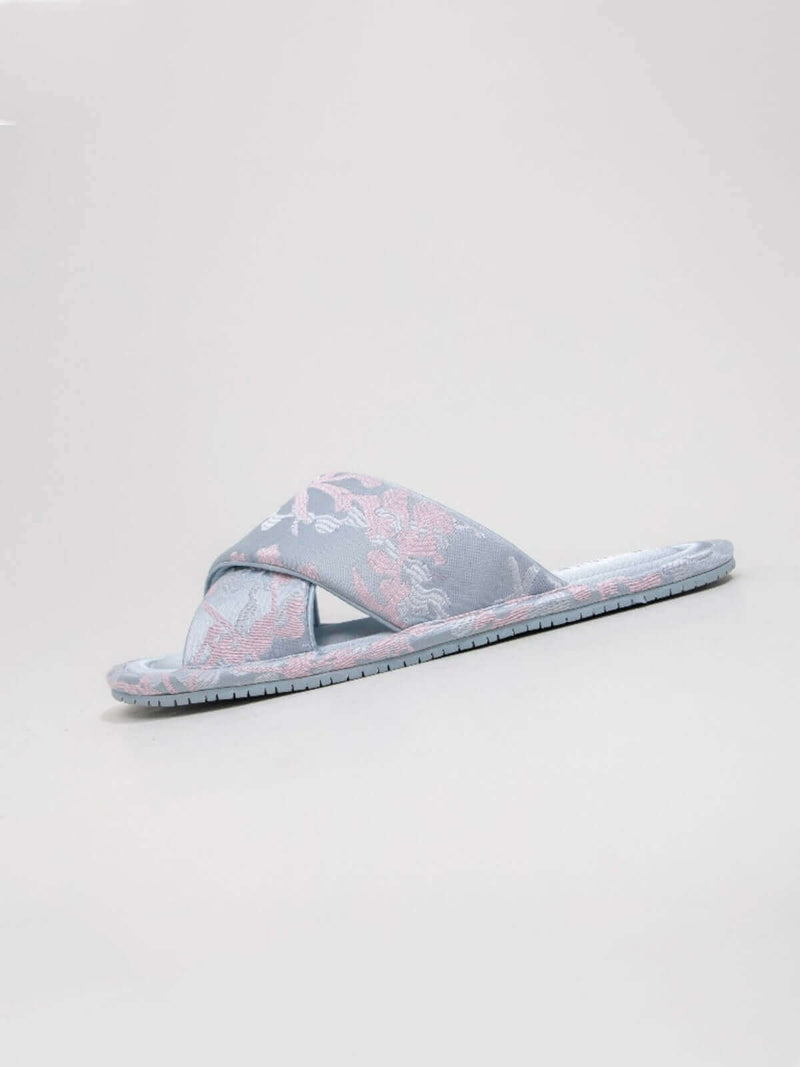 Classic Cross-Strap Embroidered Slippers