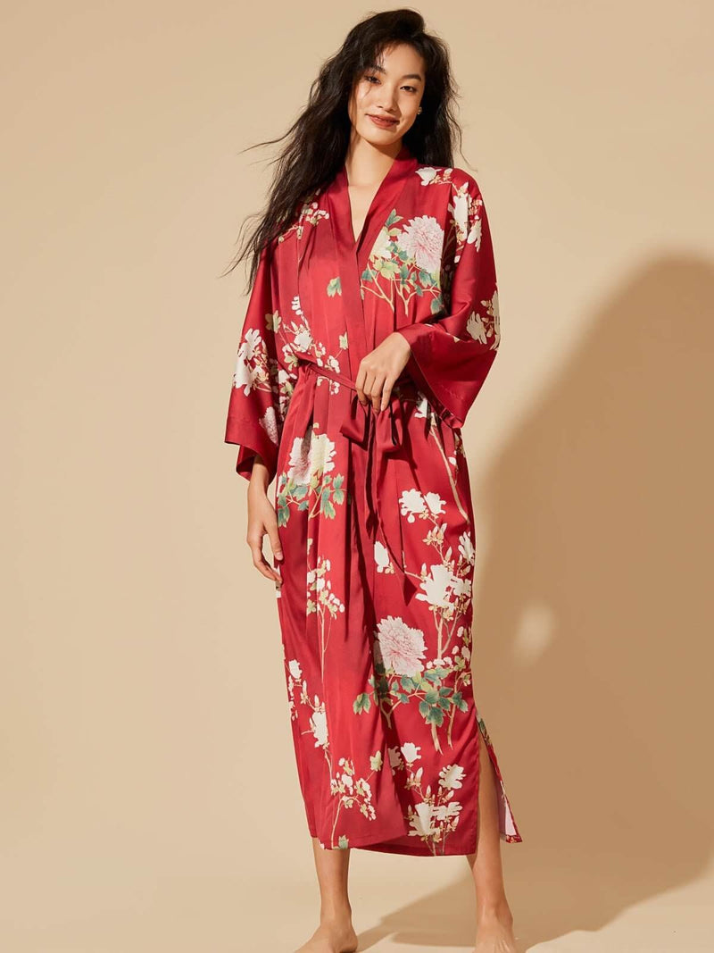 Floral Red Kimono Robe