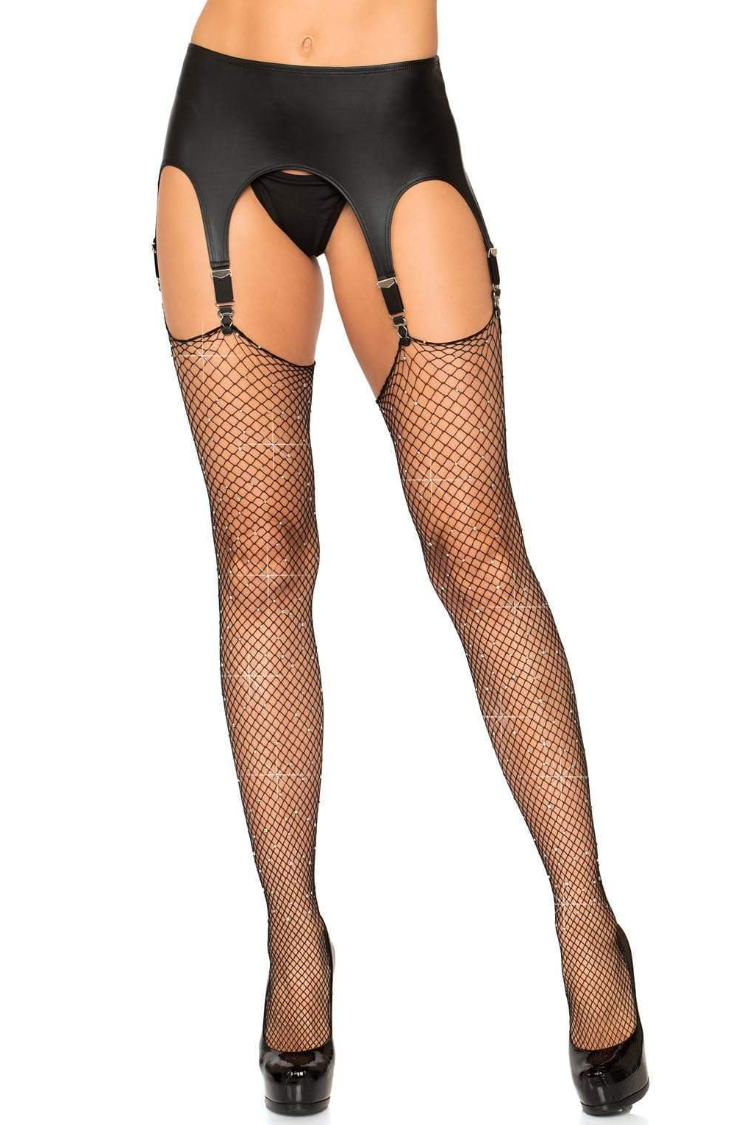 Brielle Rhinestone Fishnet Stockings