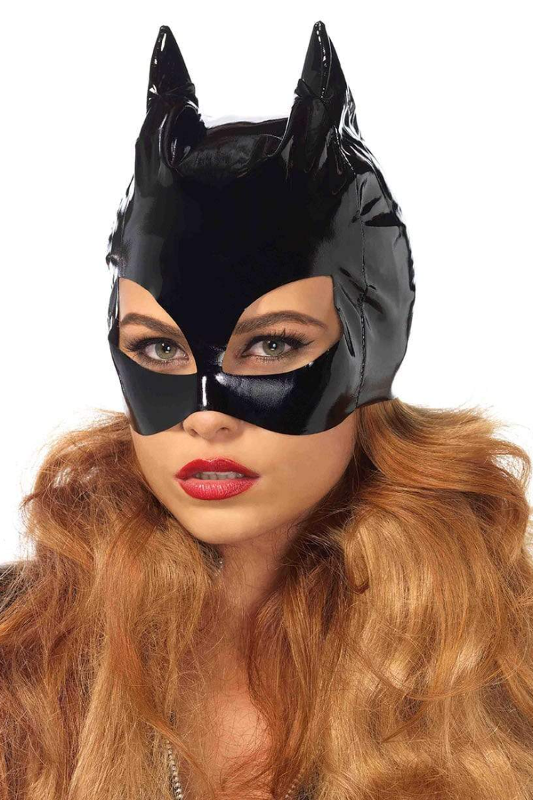 Wet Look Vinyl Catwoman Costume Mask