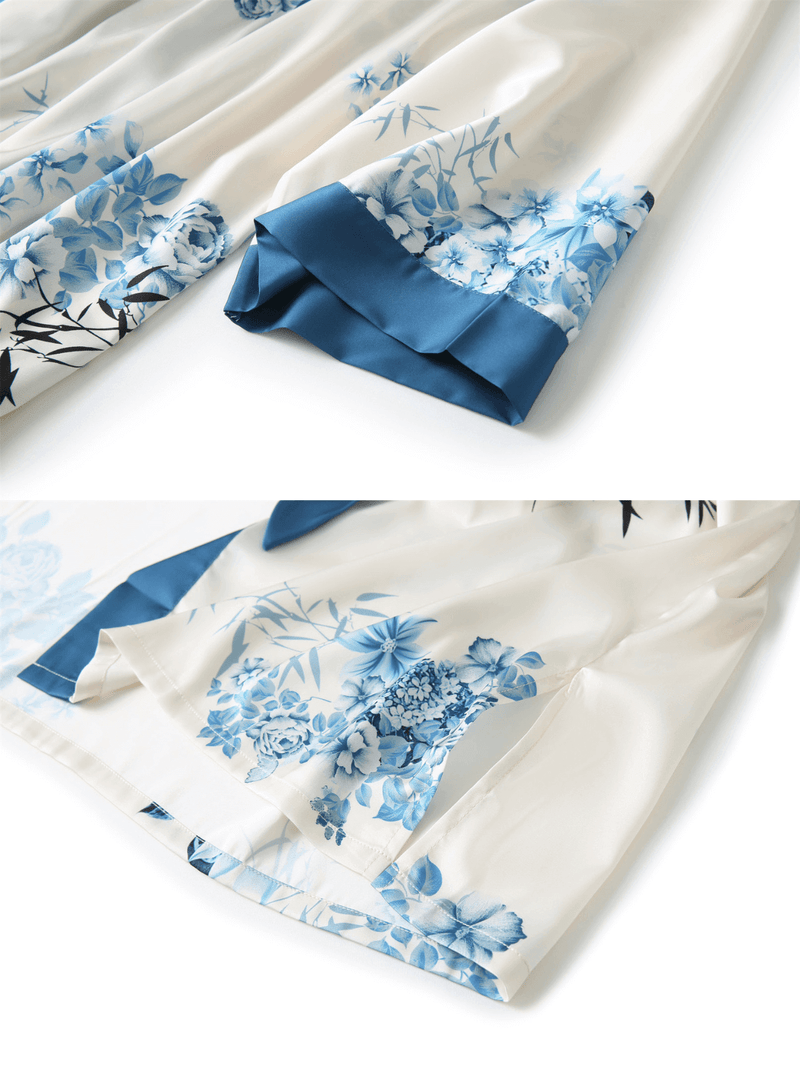 Bamboo Flower Short Kimono Robe