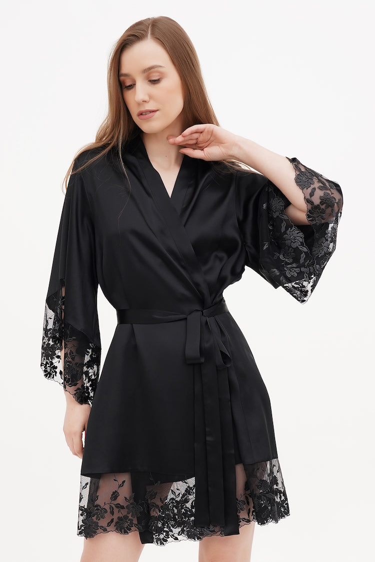 Black Orchid Silk Robe